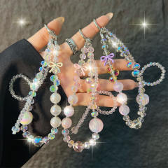 High-End Crystal Mobile Phone Chain Wrist Personalized Bow Mobile Phone Chain