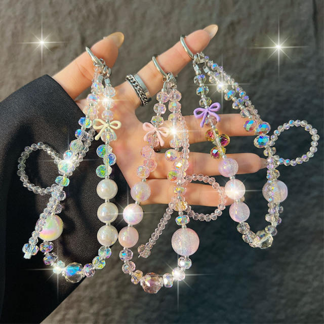 High-End Crystal Mobile Phone Chain Wrist Personalized Bow Mobile Phone Chain
