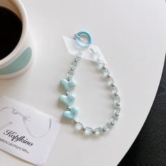 Color-Plated Love Square Bead Chain Mobile Phone Lanyard