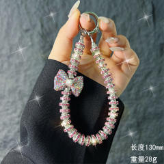 Rhinestone Bow Mobile Phone Hanging Chain Wrist Short Lanyard Pendant