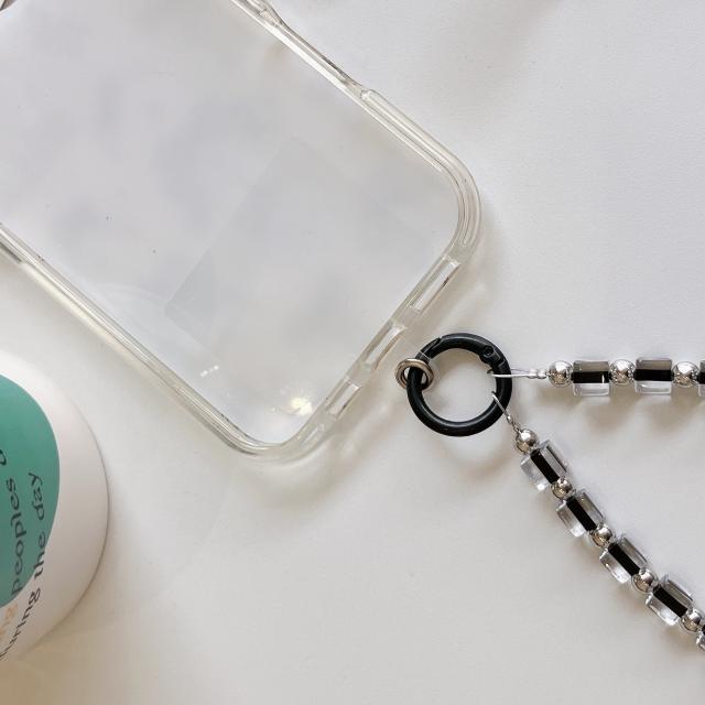 Color-Plated Love Square Bead Chain Mobile Phone Lanyard