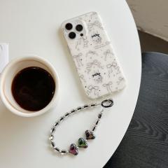 Color-Plated Love Square Bead Chain Mobile Phone Lanyard