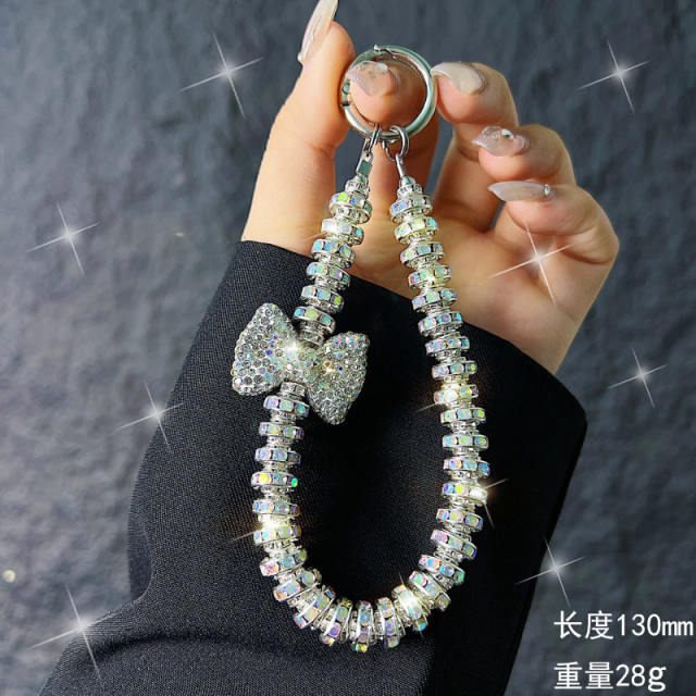 Rhinestone Bow Mobile Phone Hanging Chain Wrist Short Lanyard Pendant