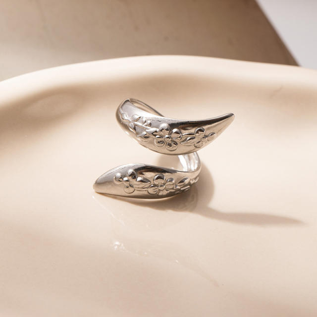 Stainless Steel rings Water Drop Flower Ring flower rings