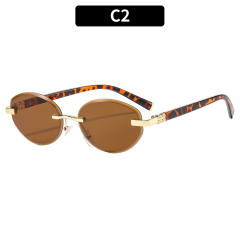 Y2K oval shape vintage rimless sunglasses