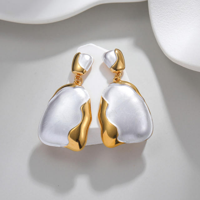 18KG white enamel stainless steel earrings dangle earrings