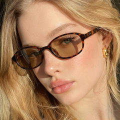 Oval Small Frame Rice Stud Sunglasses