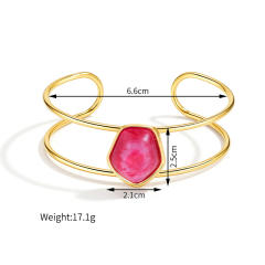 18KG natural stone inlaid stainless steel bangle bracelet