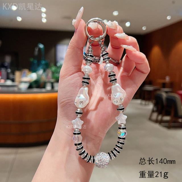 New Rhinestone Pearl Star Ball Mobile Phone Chain Full Diamond Love Mobile Phone Lanyard