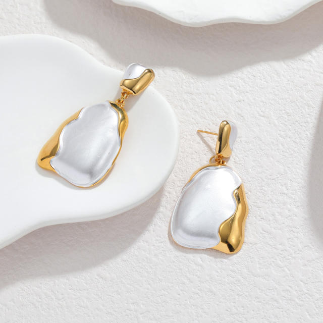 18KG white enamel stainless steel earrings dangle earrings