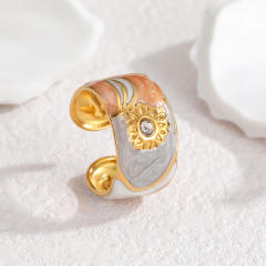 18KG color enamel sunflower stainless steel rings