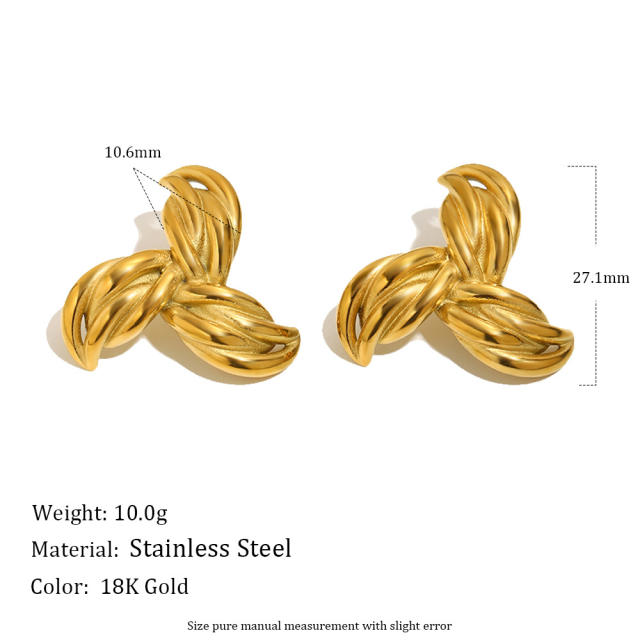 18KG unique triangle shape stainless steel earrings