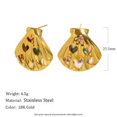 18KG hollow out Abalone hollow out shell stainless steel earrings