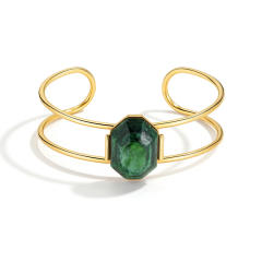 18KG natural stone inlaid stainless steel bangle bracelet