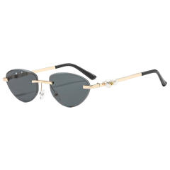 Y2K hot girl oval shape rimless sunglasses for women