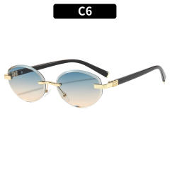 Y2K oval shape vintage rimless sunglasses