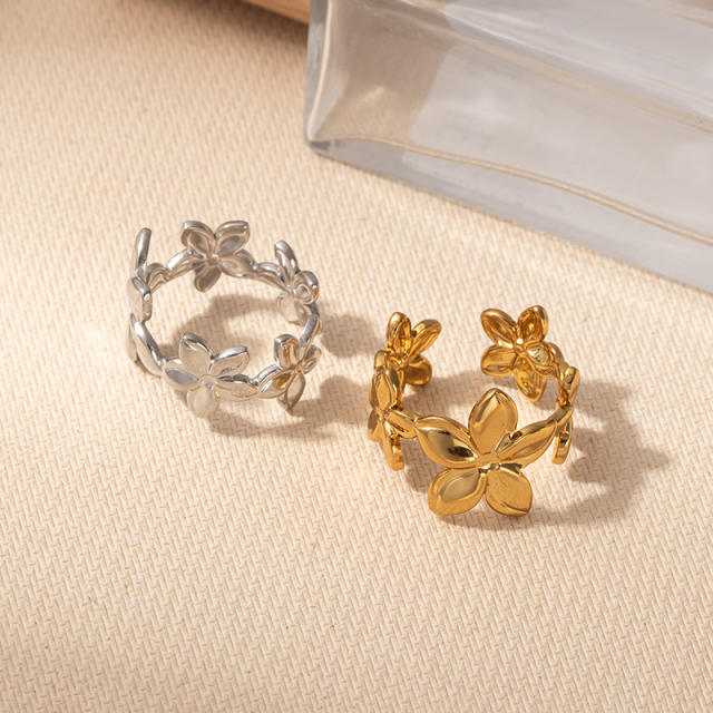 Stainless Steel rings Water Drop Flower Ring flower rings
