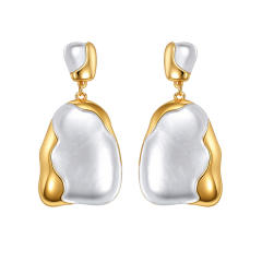 18KG white enamel stainless steel earrings dangle earrings