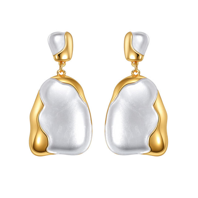 18KG white enamel stainless steel earrings dangle earrings