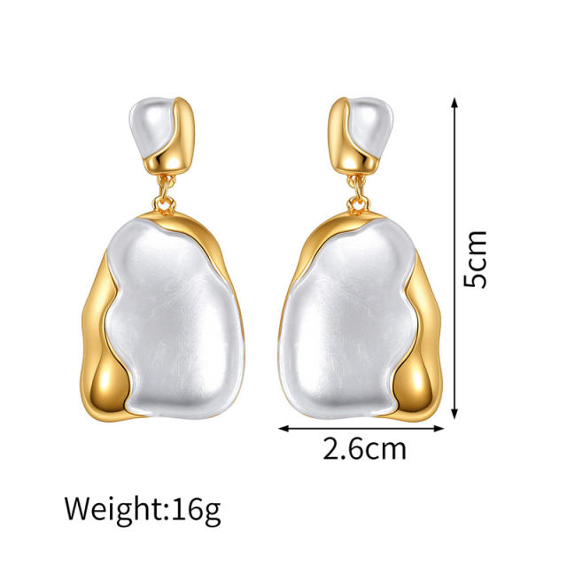 18KG white enamel stainless steel earrings dangle earrings