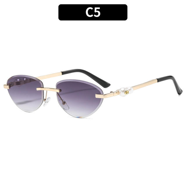 Y2K hot girl oval shape rimless sunglasses for women