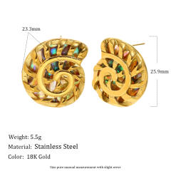 18KG hollow out Abalone hollow out shell stainless steel earrings