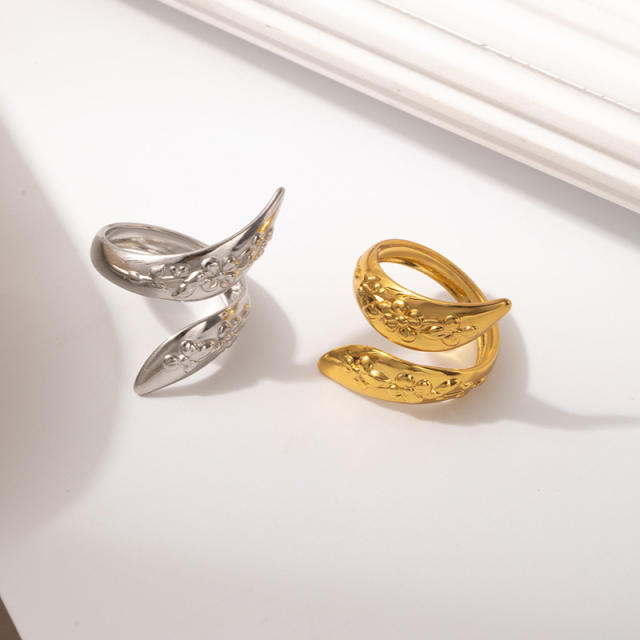 Stainless Steel rings Water Drop Flower Ring flower rings