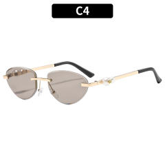 Y2K hot girl oval shape rimless sunglasses for women