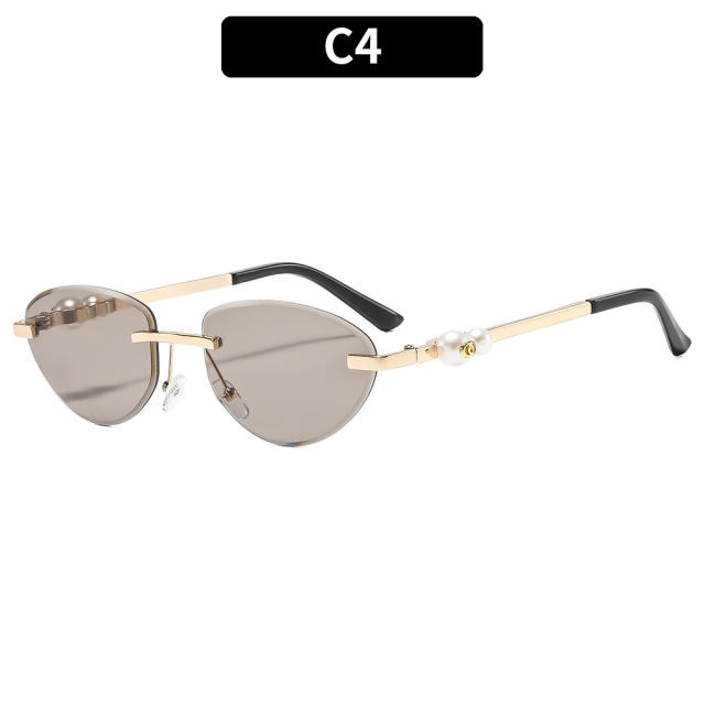 Y2K hot girl oval shape rimless sunglasses for women