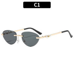 Y2K hot girl oval shape rimless sunglasses for women