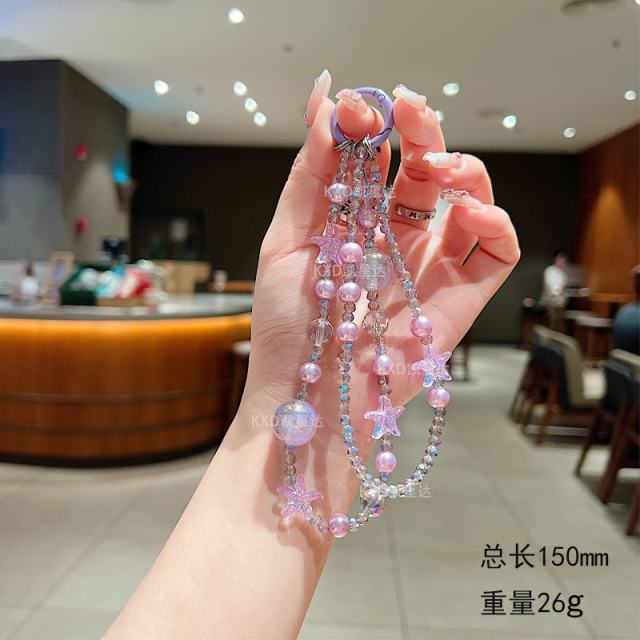 New Crystal Starfish Double-Layer Mobile Phone Chain