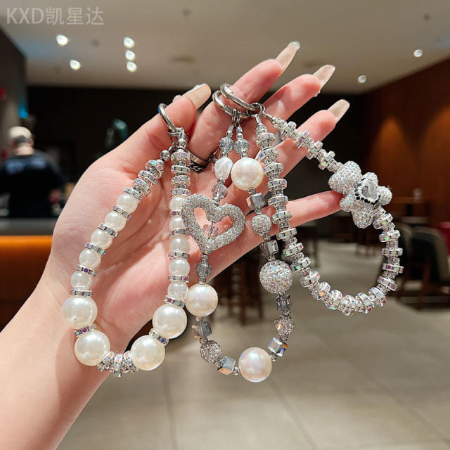 New Rhinestone Pearl Star Ball Mobile Phone Chain Full Diamond Love Mobile Phone Lanyard