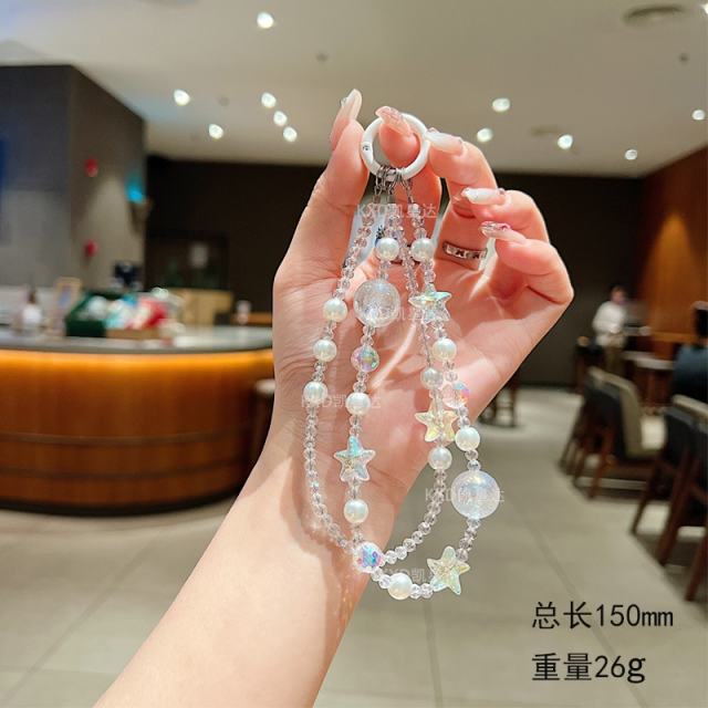 New Crystal Starfish Double-Layer Mobile Phone Chain