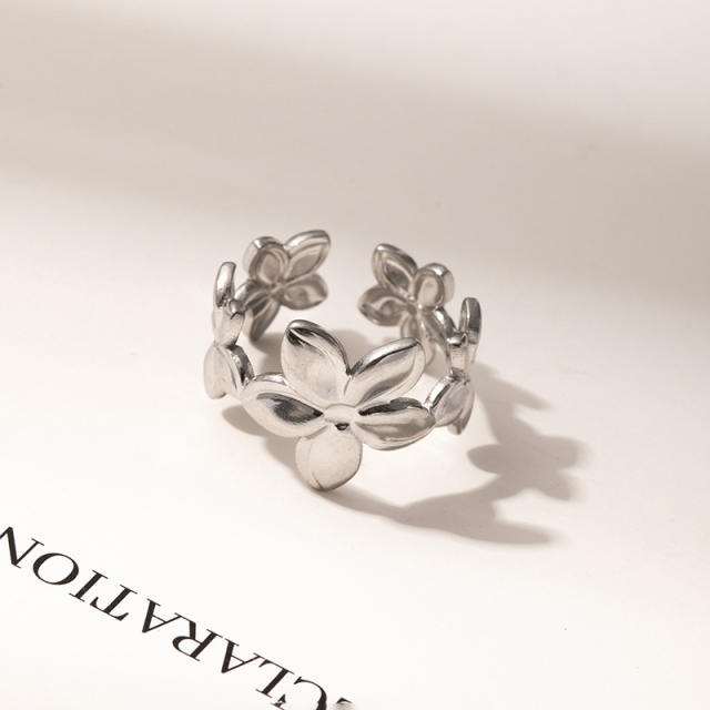 Stainless Steel rings Water Drop Flower Ring flower rings