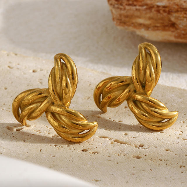 18KG unique triangle shape stainless steel earrings