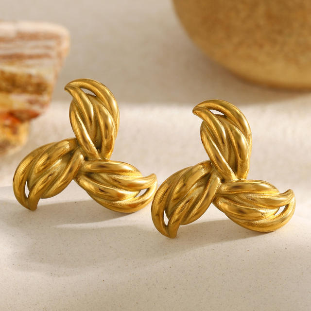 18KG unique triangle shape stainless steel earrings