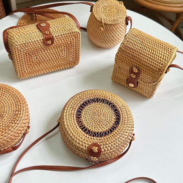 Vietnam Autumn Rattan Woven Round Bag Small Square Bag straw bag box bag beach bag