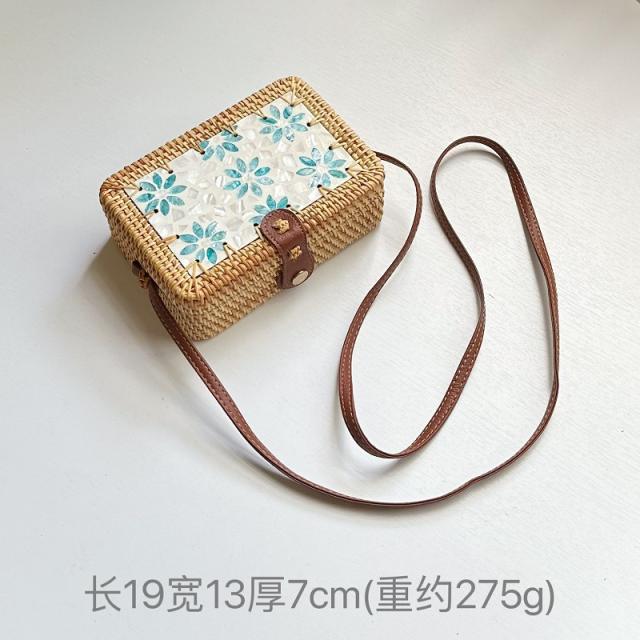 Vietnam Autumn Rattan Woven Round Bag Small Square Bag straw bag box bag beach bag