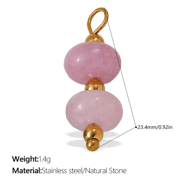 New Beach Ocean Vacation Style DIY Colorful Natural Stone Heart Pendant Accessories Plated 18K Gold Jewelry Pendant