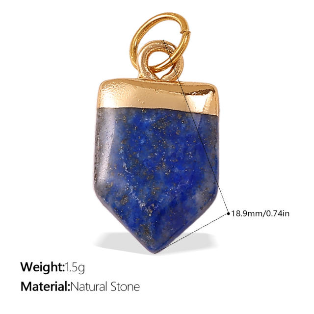 New Beach Ocean Vacation Style DIY Colorful Natural Stone Heart Pendant Accessories Plated 18K Gold Jewelry Pendant