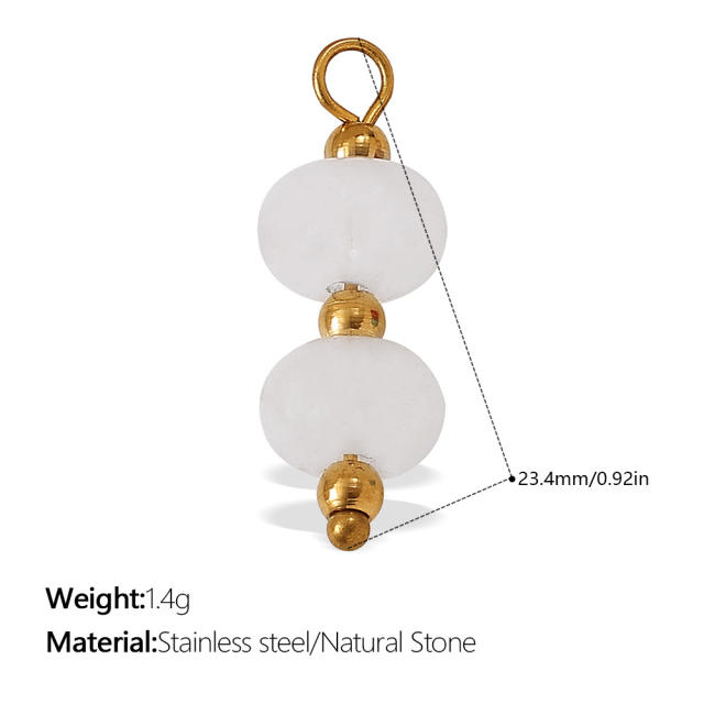 New Beach Ocean Vacation Style DIY Colorful Natural Stone Heart Pendant Accessories Plated 18K Gold Jewelry Pendant