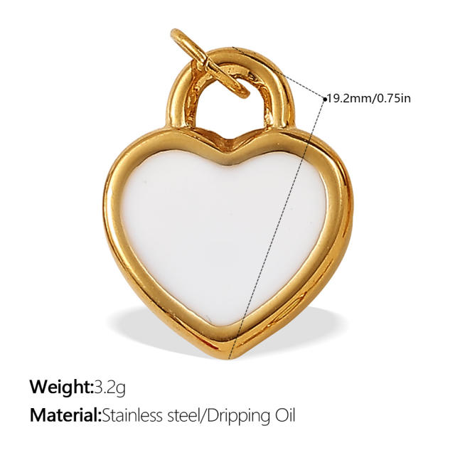 New Beach Ocean Vacation Style DIY Colorful Natural Stone Heart Pendant Accessories Plated 18K Gold Jewelry Pendant