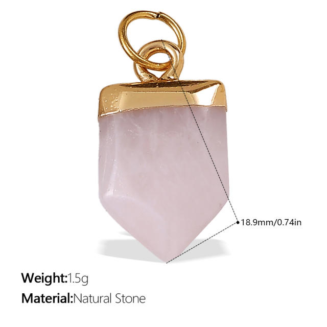 New Beach Ocean Vacation Style DIY Colorful Natural Stone Heart Pendant Accessories Plated 18K Gold Jewelry Pendant