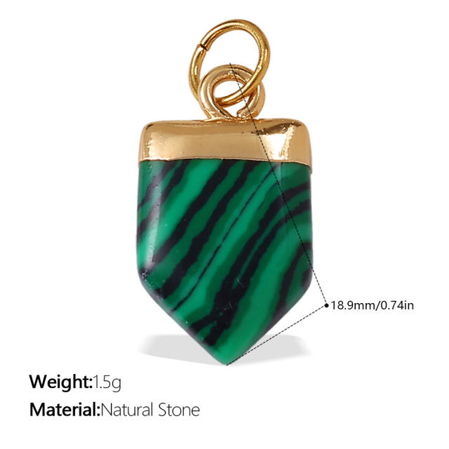 New Beach Ocean Vacation Style DIY Colorful Natural Stone Heart Pendant Accessories Plated 18K Gold Jewelry Pendant