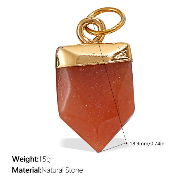 New Beach Ocean Vacation Style DIY Colorful Natural Stone Heart Pendant Accessories Plated 18K Gold Jewelry Pendant