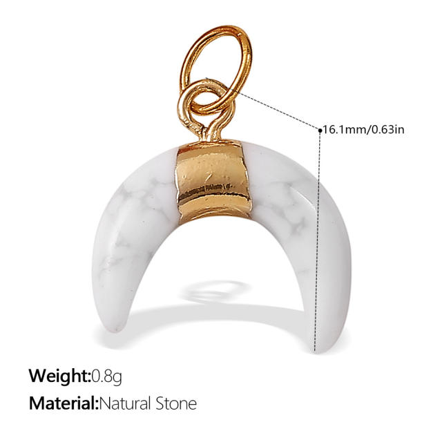 New Beach Ocean Vacation Style DIY Colorful Natural Stone Heart Pendant Accessories Plated 18K Gold Jewelry Pendant
