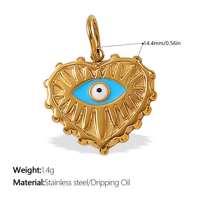 New Beach Ocean Vacation Style DIY Colorful Natural Stone Heart Pendant Accessories Plated 18K Gold Jewelry Pendant