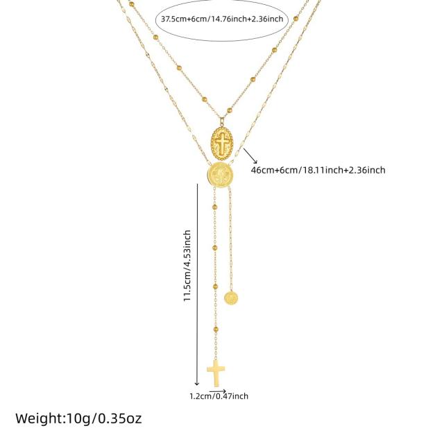 Dainty Round relief human figure layer necklace stainless steel necklace stack wear necklace