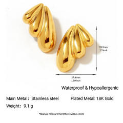 Stainless Steel Earrings Round Trendy Vacuum Electroplated 18K Gold Women's Jewelry