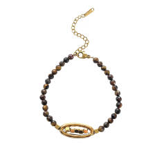 Boho mini natural stone beaded bracelet stack bracelet stainless steel bracelet